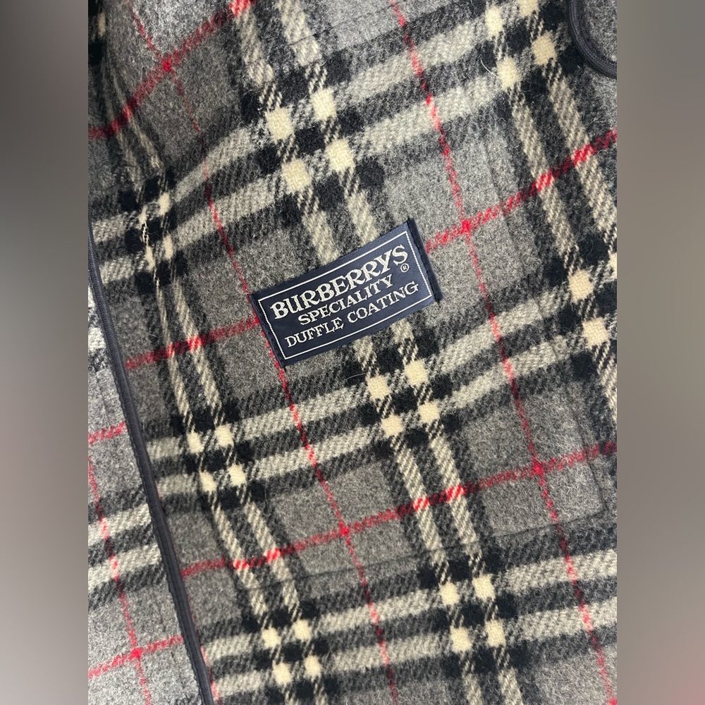 Vintage Burberrys London Duffle Coat Wool Hooded Toggle Gray Men’s L England - Picture 10 of 12